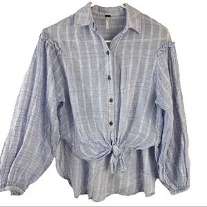 FREE PEOPLE oversized striped headed to the highlands blouse Size XSmall